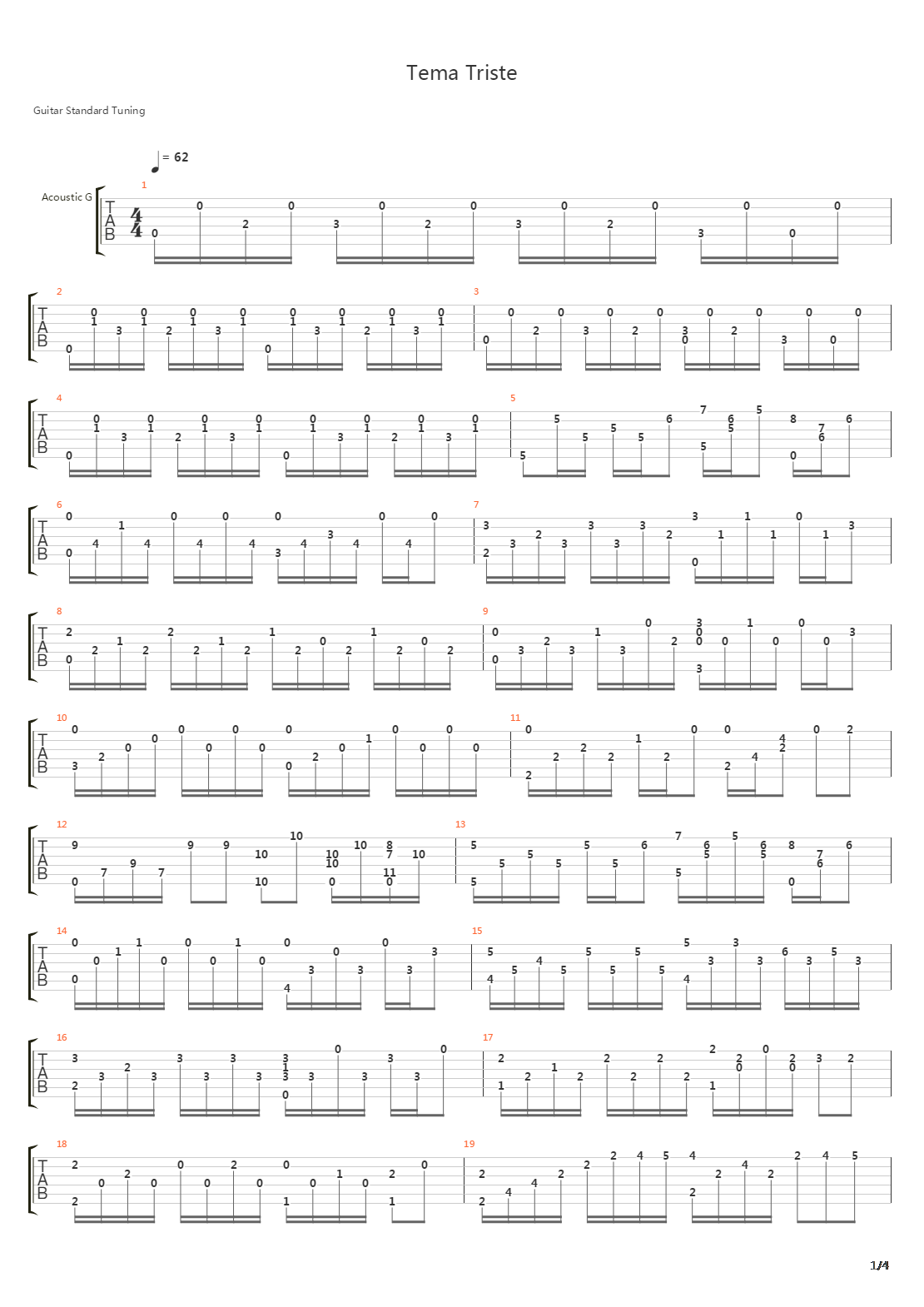 Tema Triste吉他谱