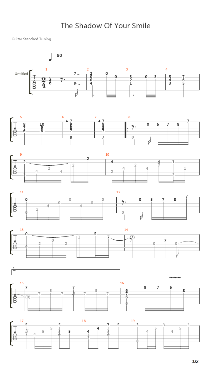 The Shadow Of Your Smile吉他谱
