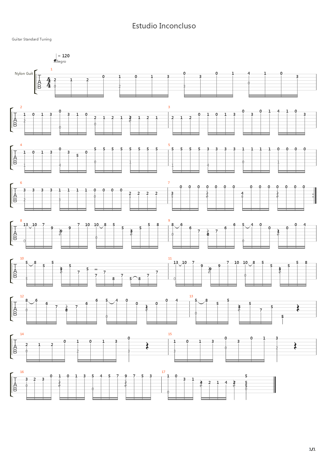 Estudio Inconcluso吉他谱