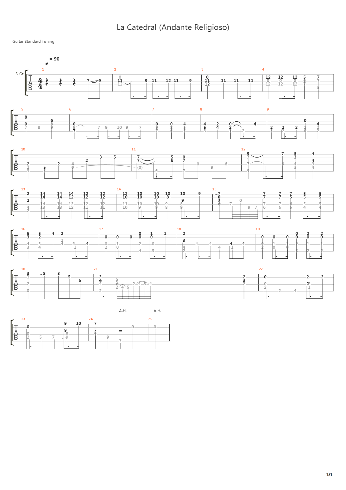 La Catedral (Andante Religioso)吉他谱