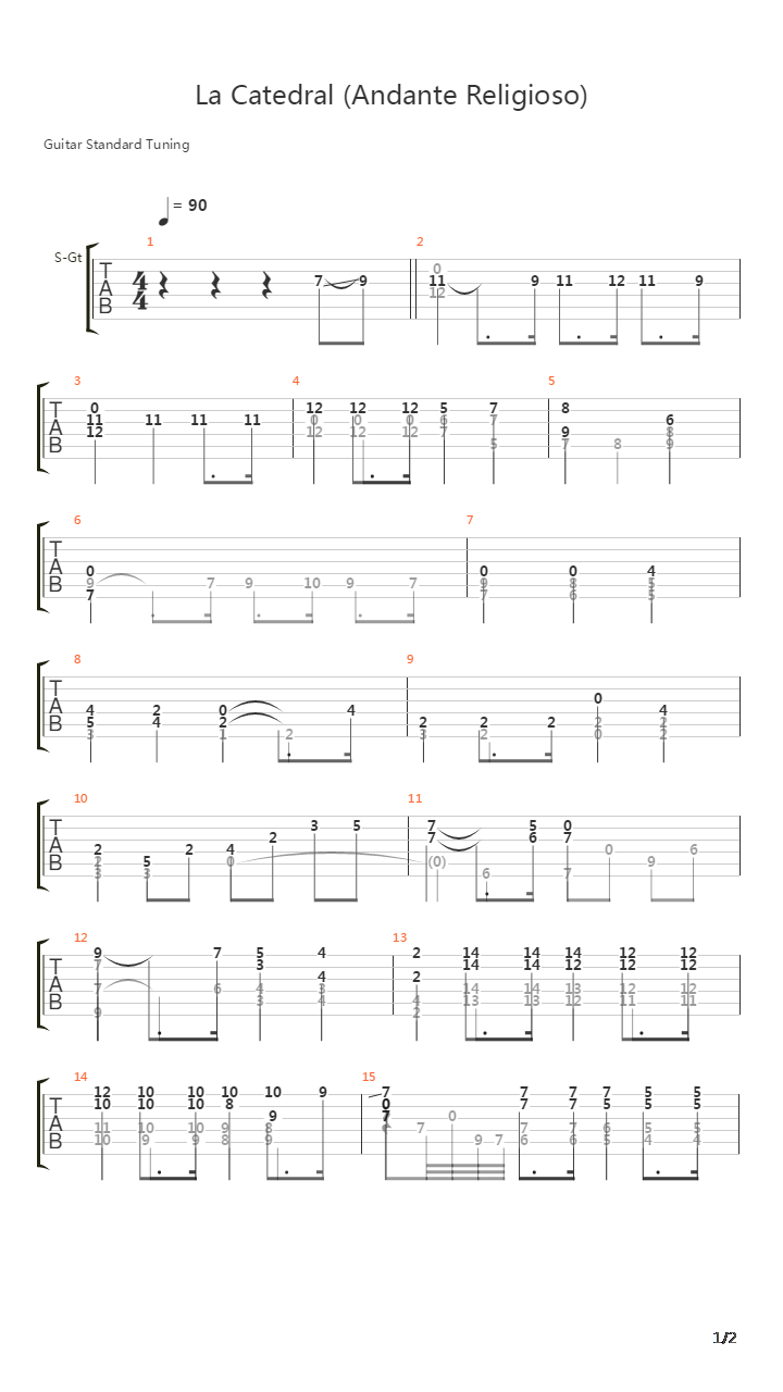 La Catedral (Andante Religioso)吉他谱