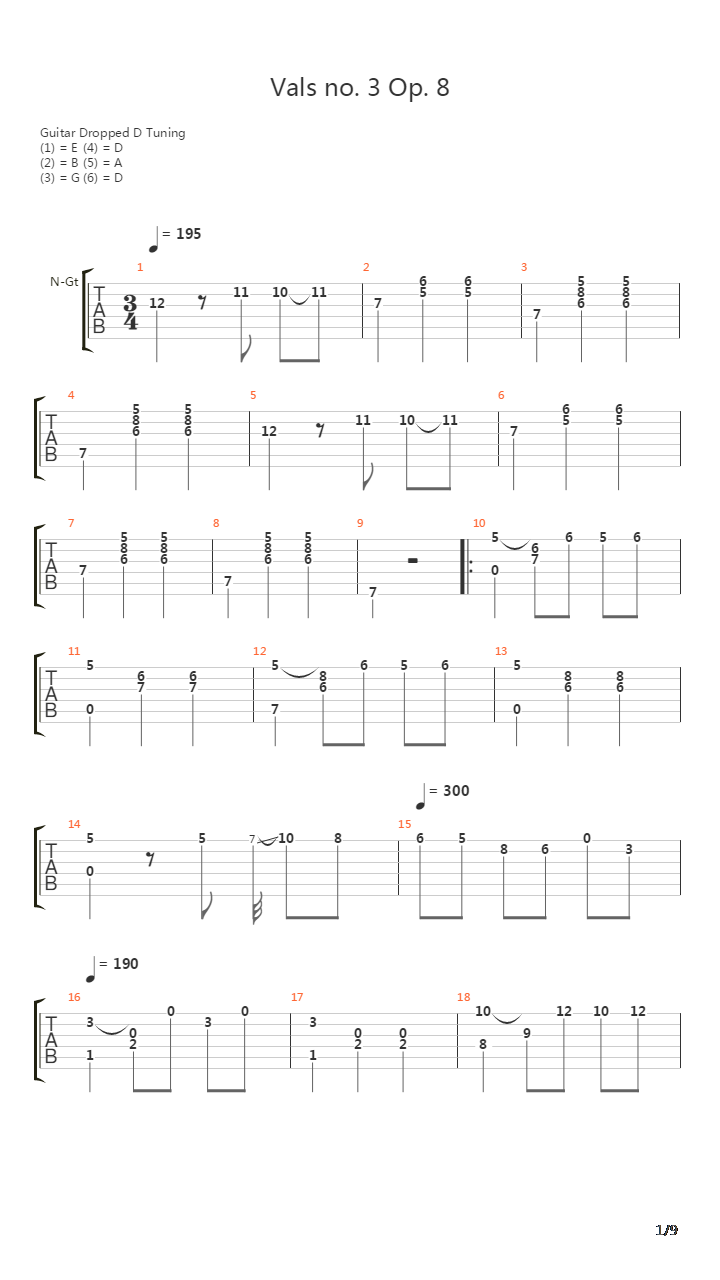 Opus 8 No 3 (Waltz)吉他谱