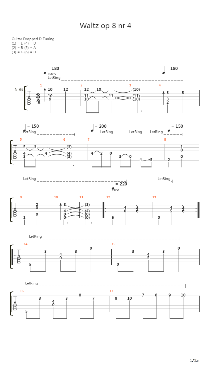 Opus 8 No 4 (Waltz)吉他谱