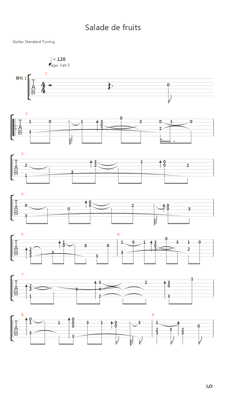 Salade De Fruits(水果沙拉)吉他谱