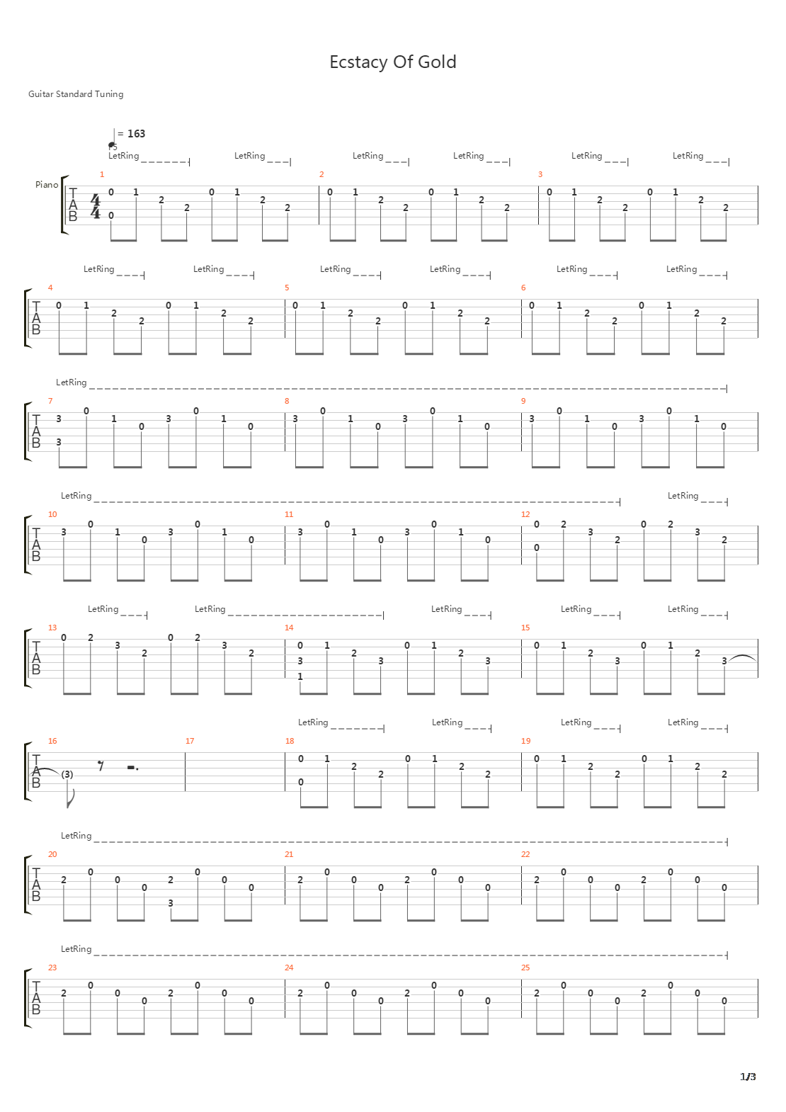 Ecstasy Of Gold吉他谱