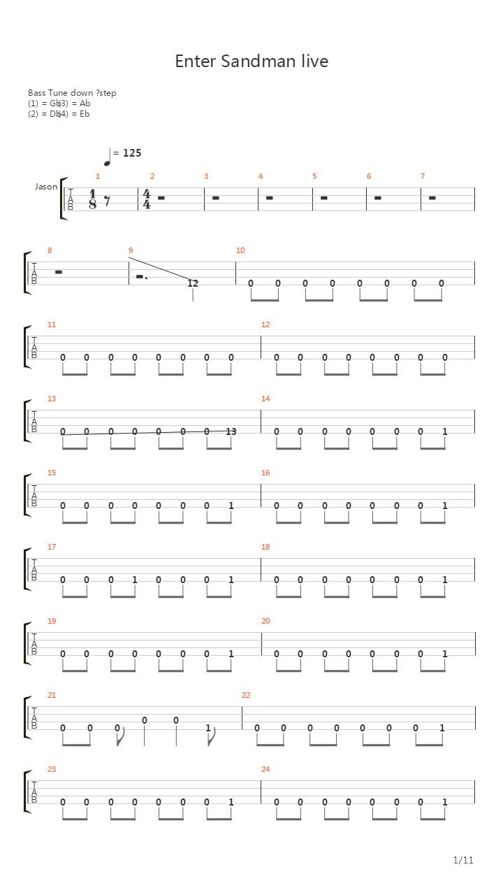 Enter Sandman吉他谱