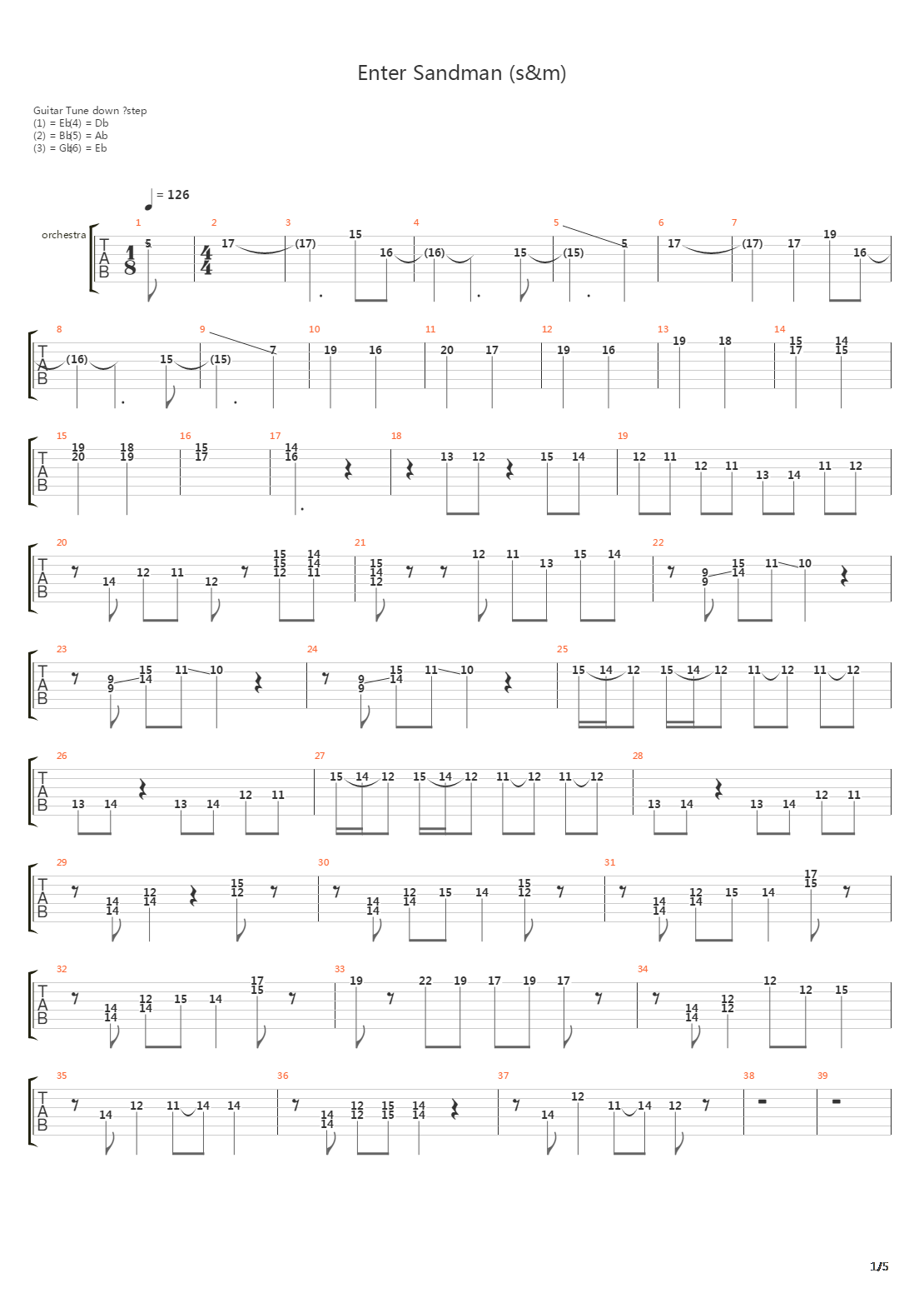 Enter Sandman吉他谱