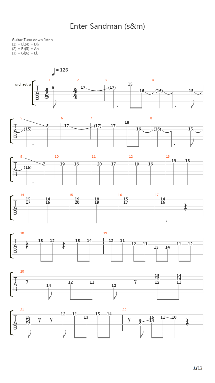 Enter Sandman吉他谱