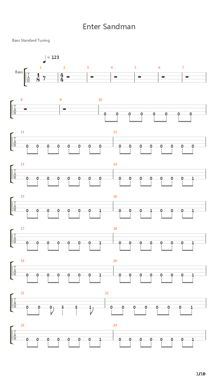 Enter Sandman吉他谱