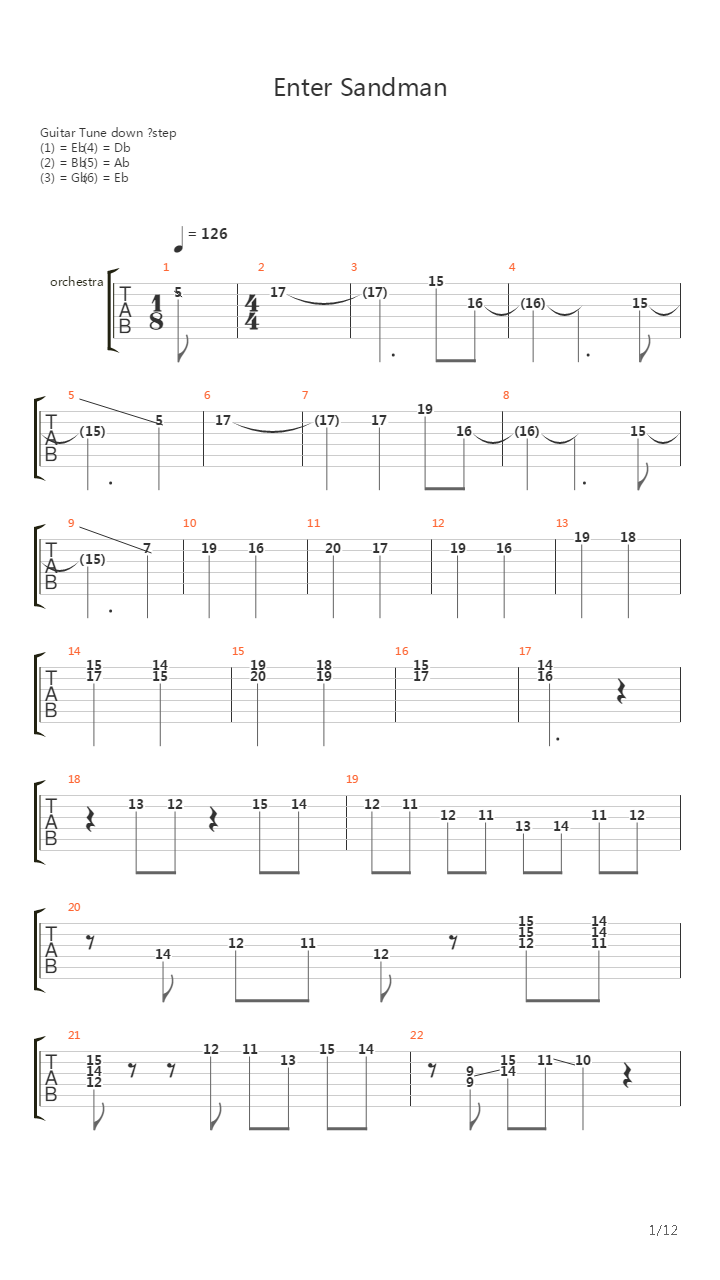 Enter Sandman(10)吉他谱