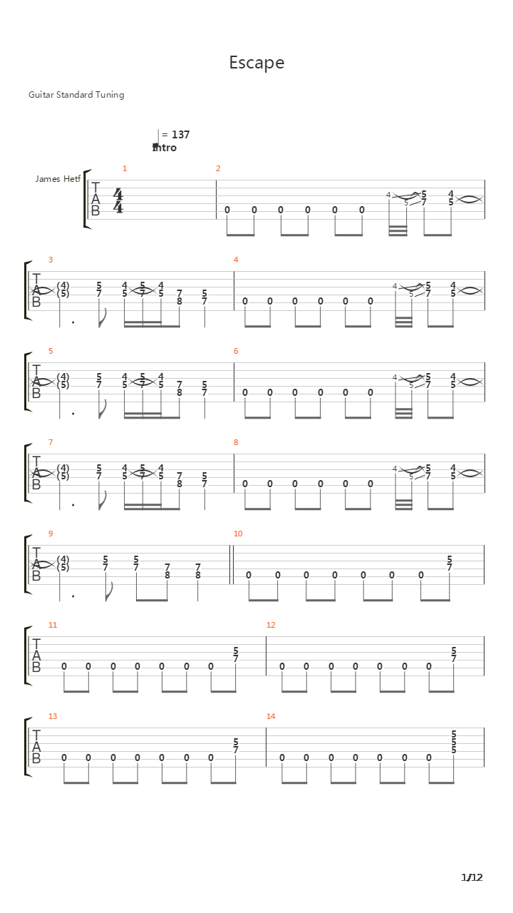 Escape吉他谱