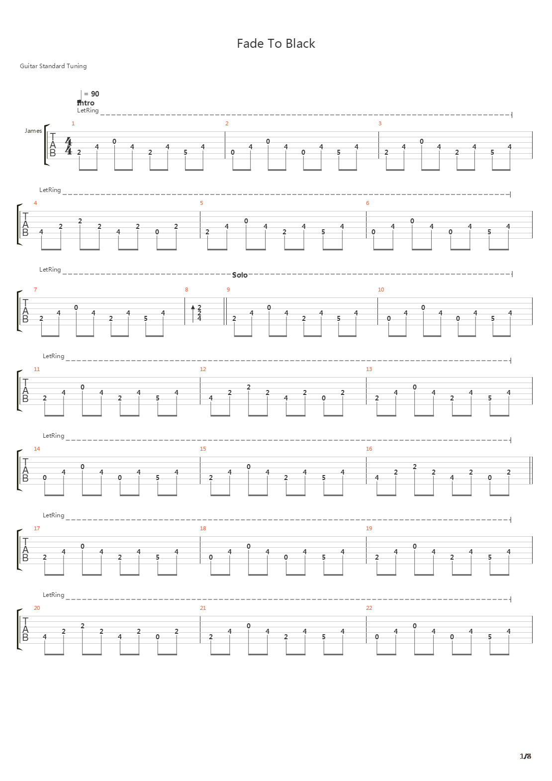 Fade To Black吉他谱