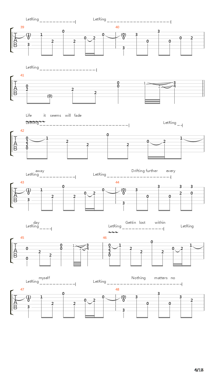 Fade To Black吉他谱