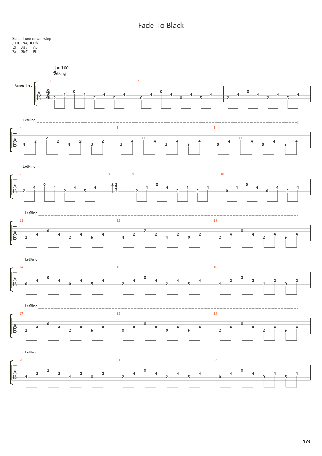 Fade To Black吉他谱