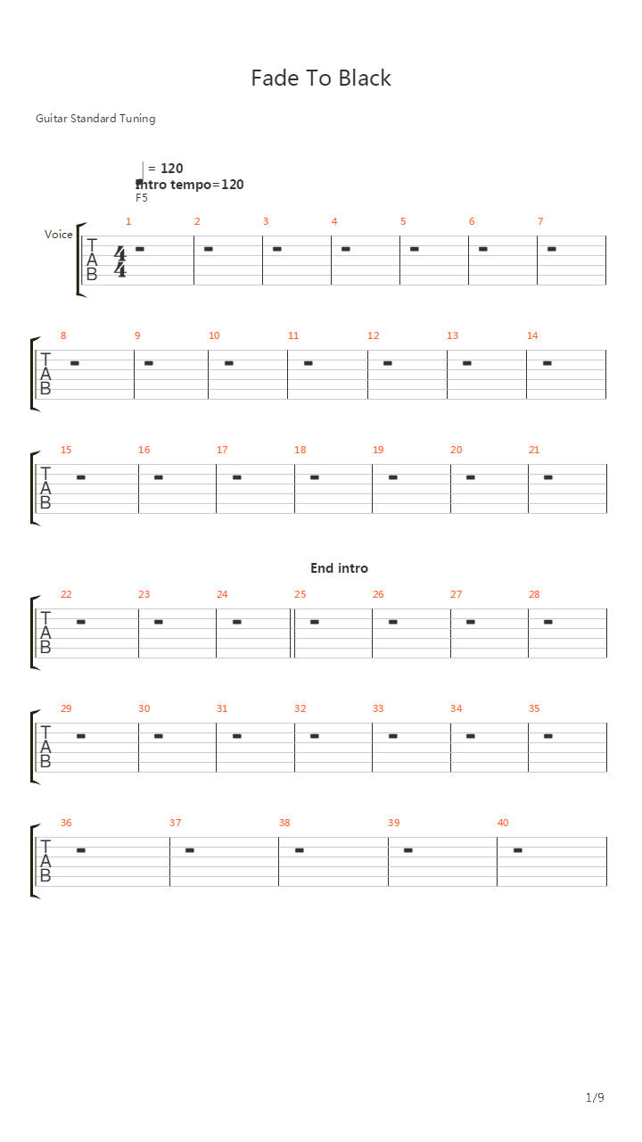 Fade To Black吉他谱