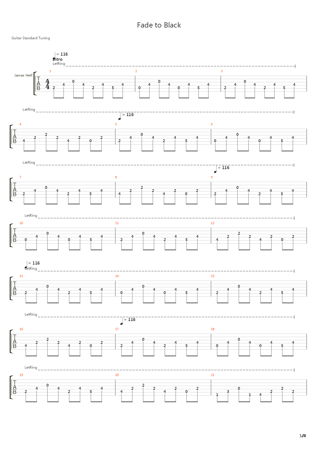 Fade To Black吉他谱