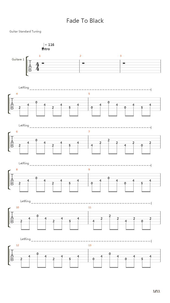 Fade To Black(10)吉他谱