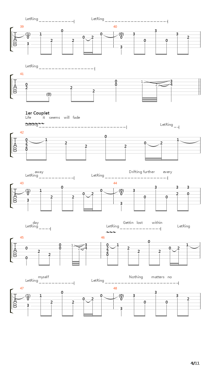 Fade To Black(10)吉他谱