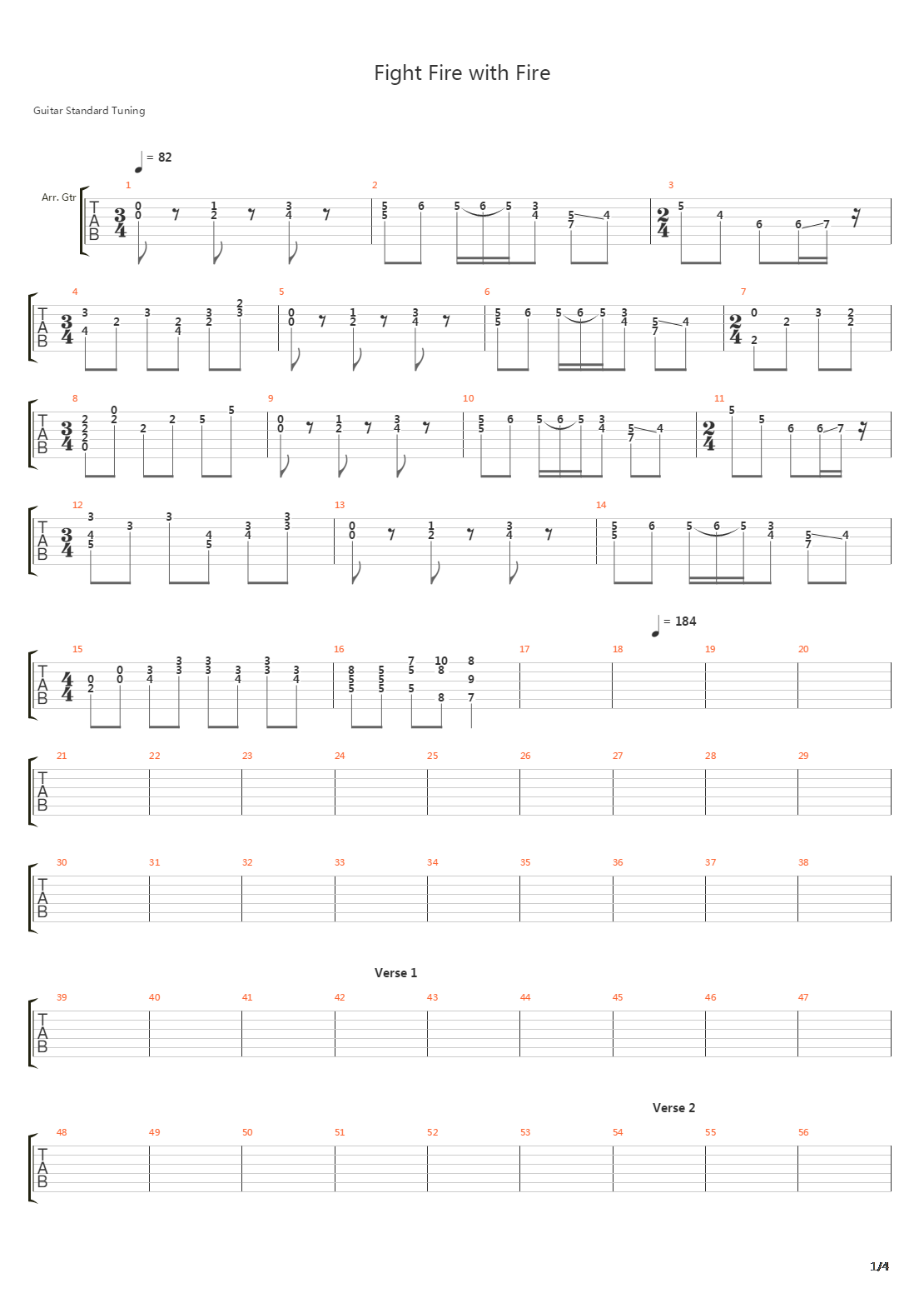 Fight Fire With Fire吉他谱