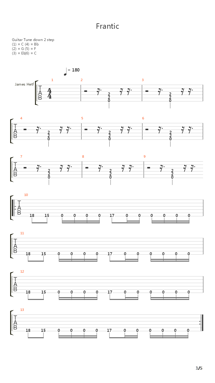 Frantic吉他谱