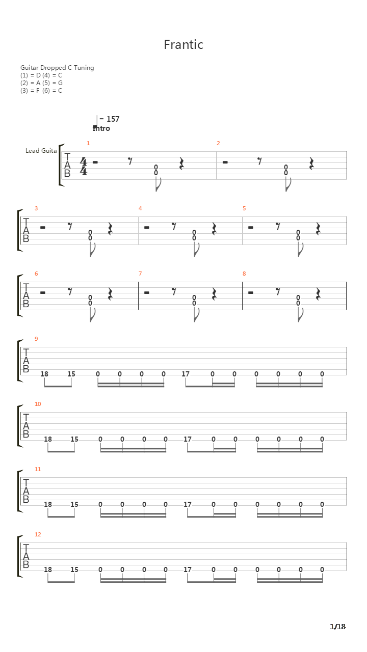 Frantic吉他谱