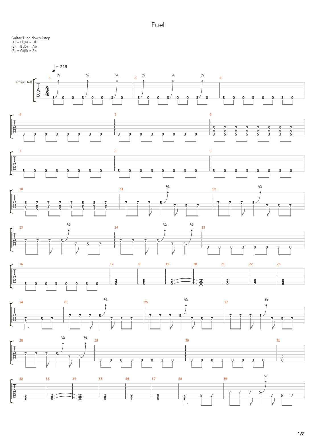 Fuel吉他谱