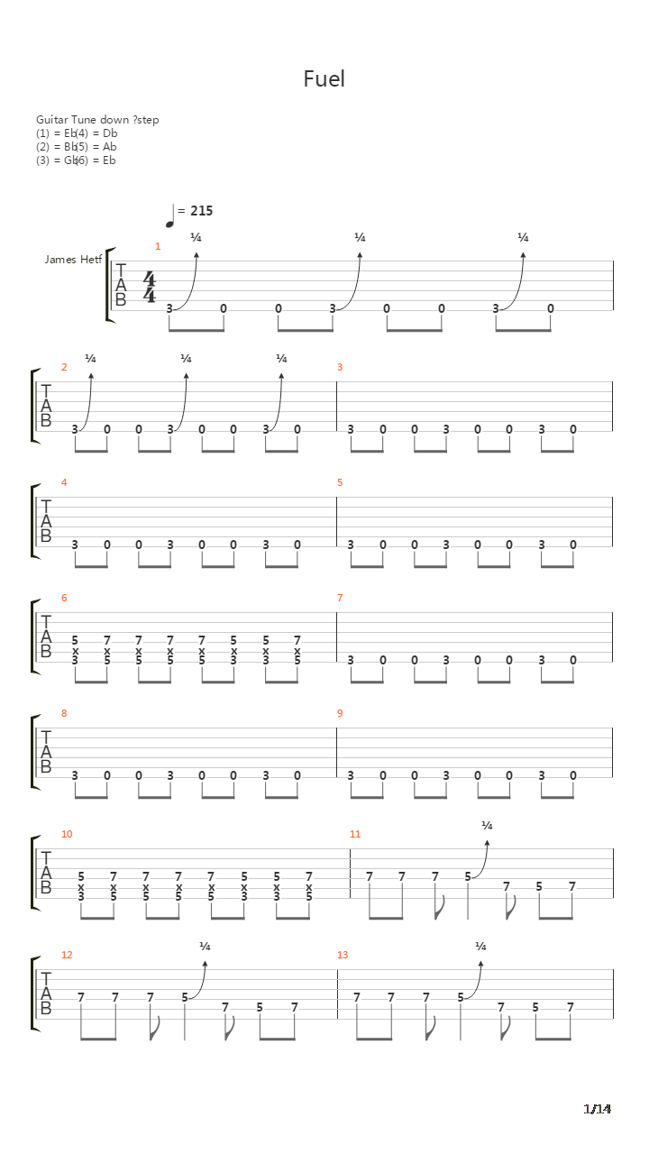 Fuel吉他谱