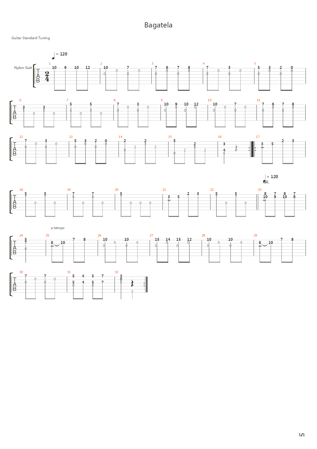 Bagatela吉他谱