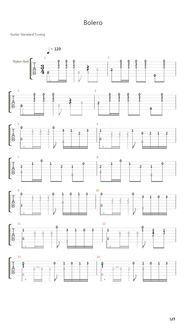 Bolero吉他谱