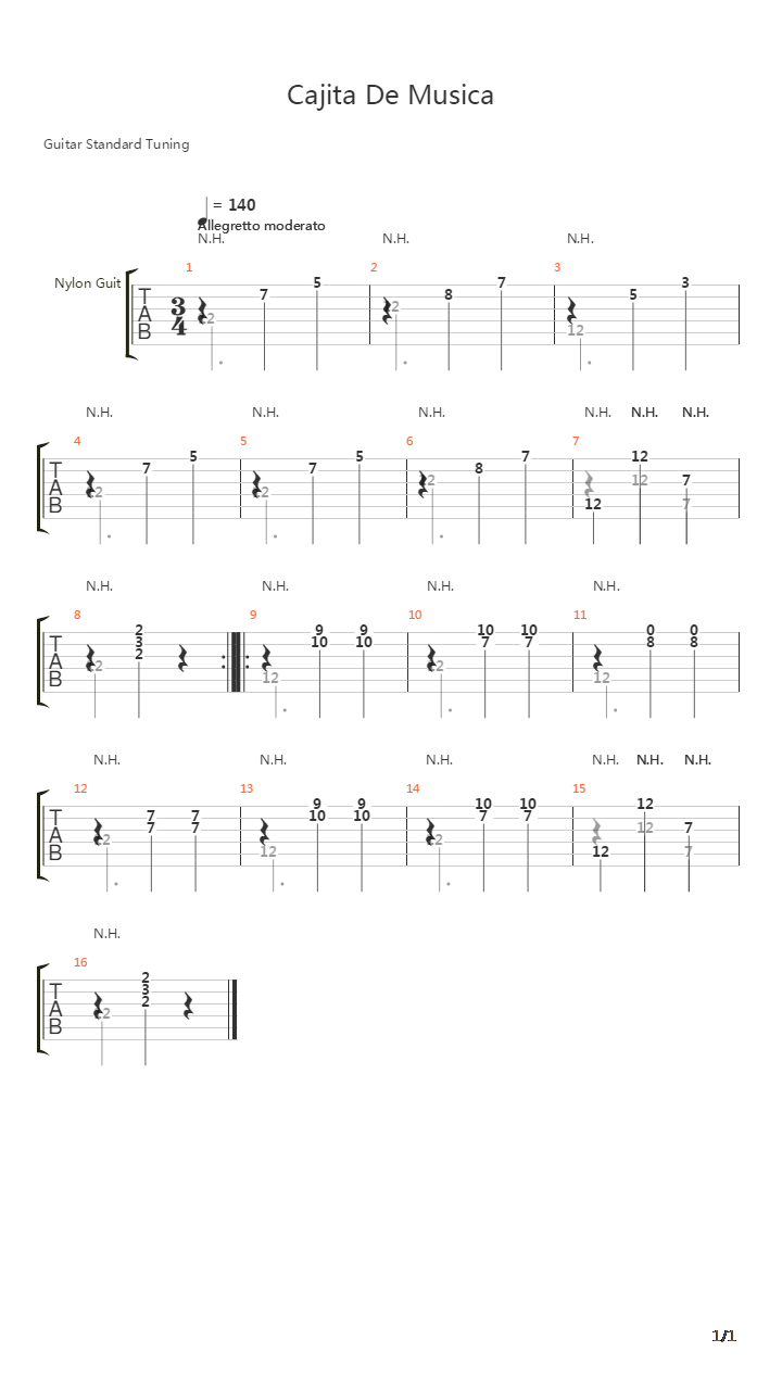 Cajita De Musica吉他谱