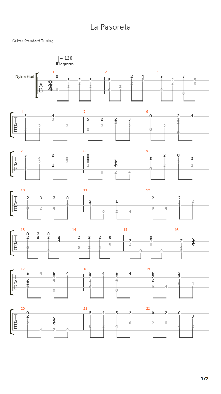 La Pasoreta吉他谱