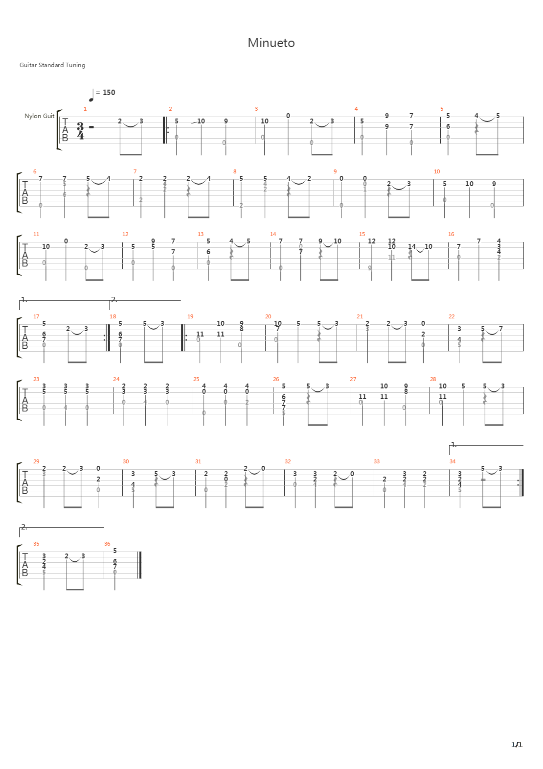 Minueto吉他谱