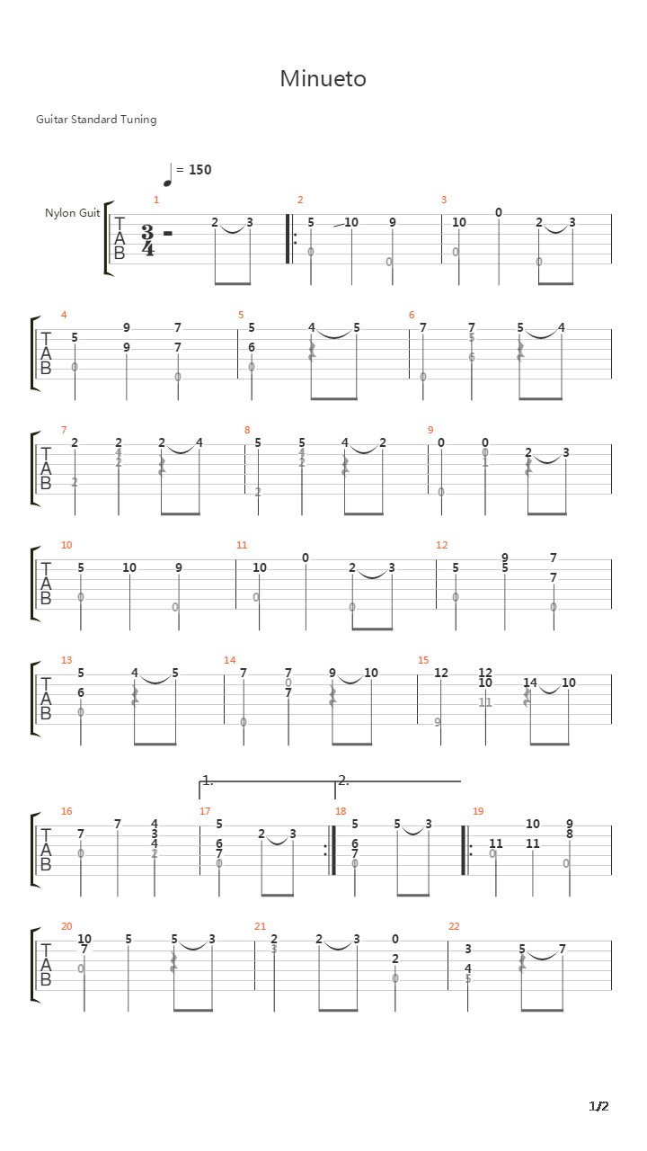 Minueto吉他谱
