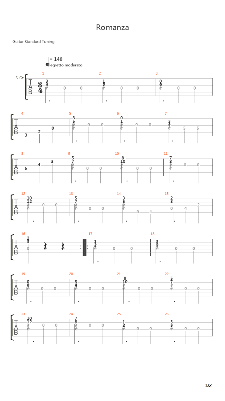 Romanza吉他谱