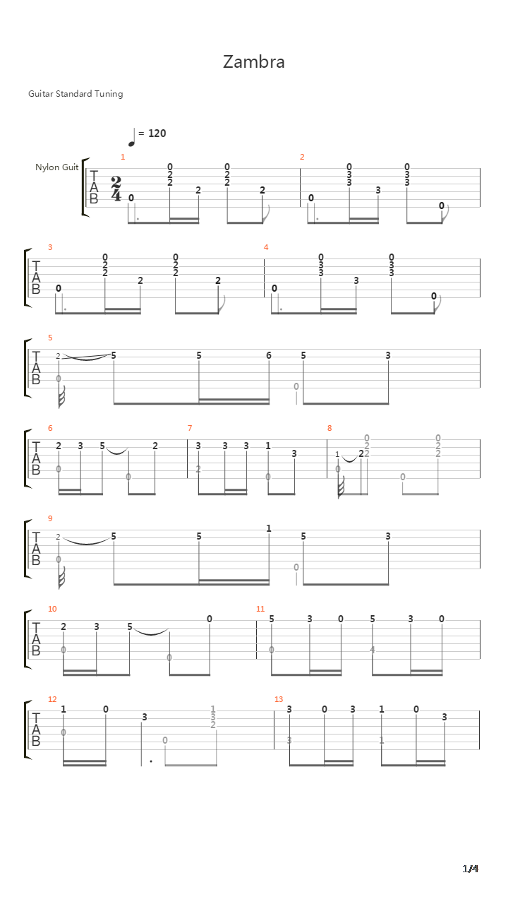 Zambra吉他谱