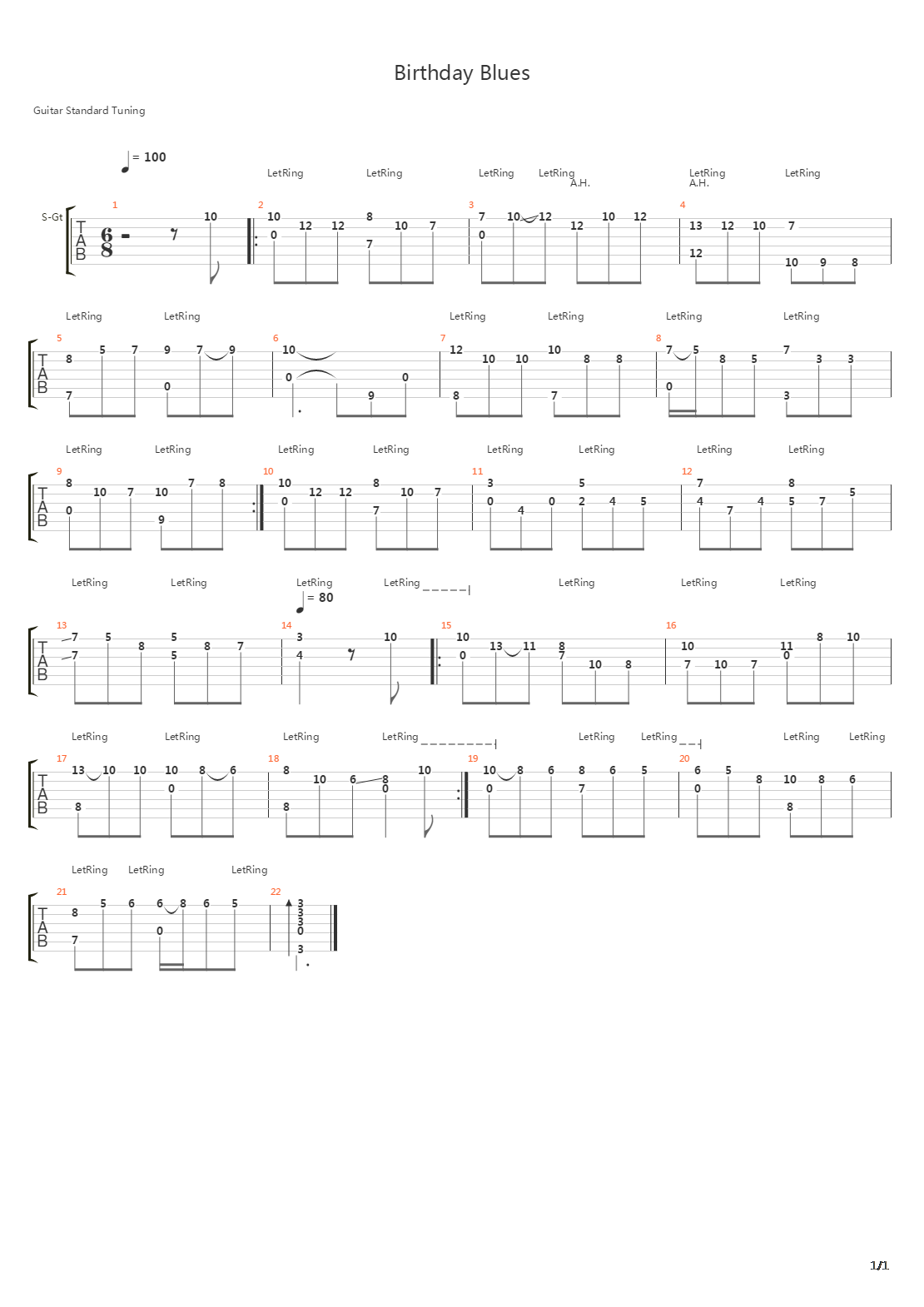 Birthday Blues吉他谱