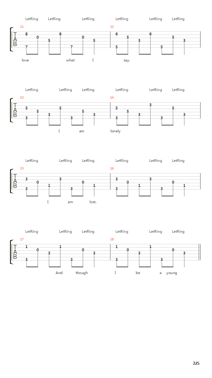 I Am Lonely吉他谱