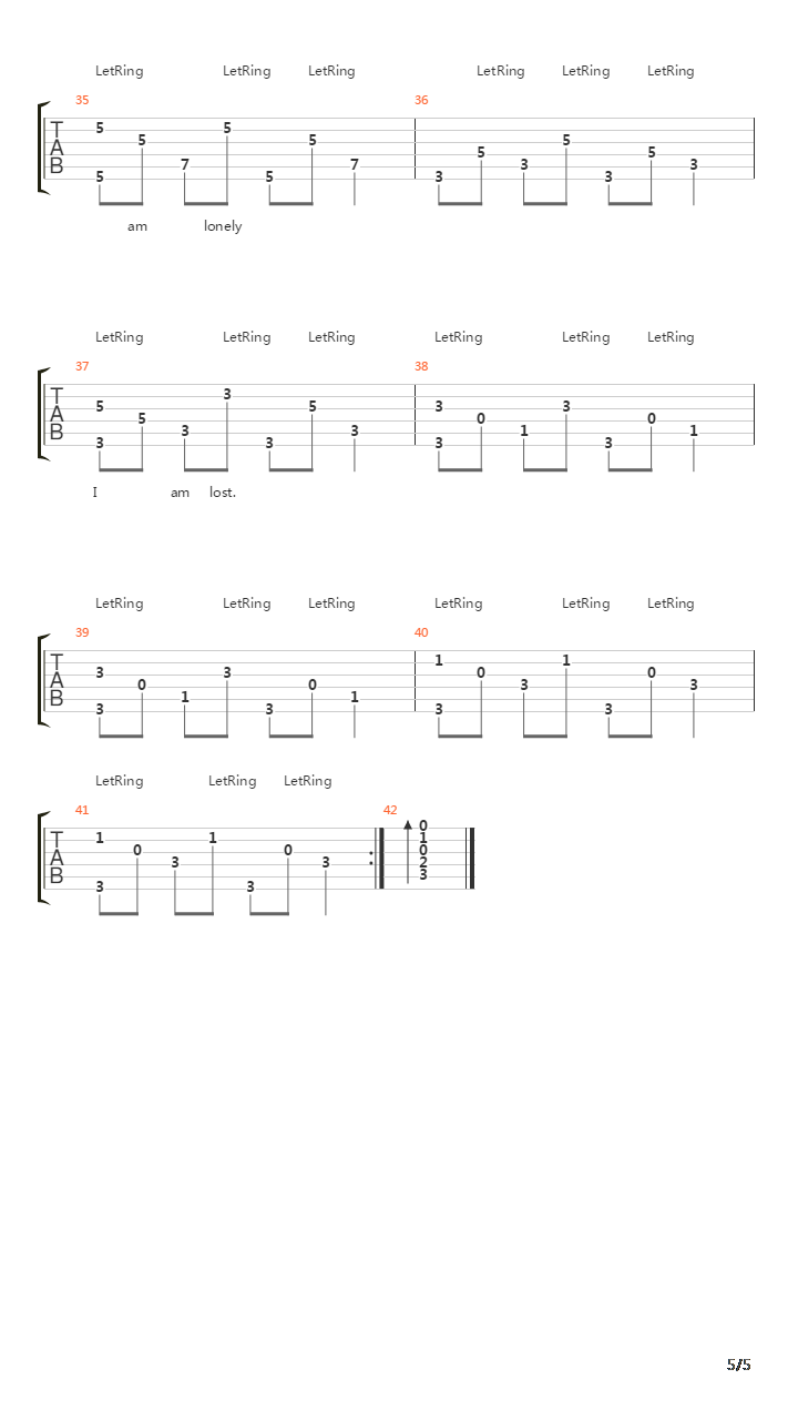 I Am Lonely吉他谱