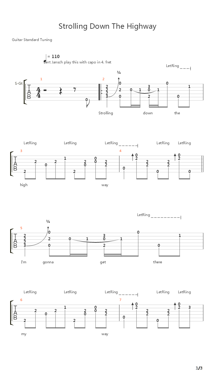 Strolling Down The Highway吉他谱