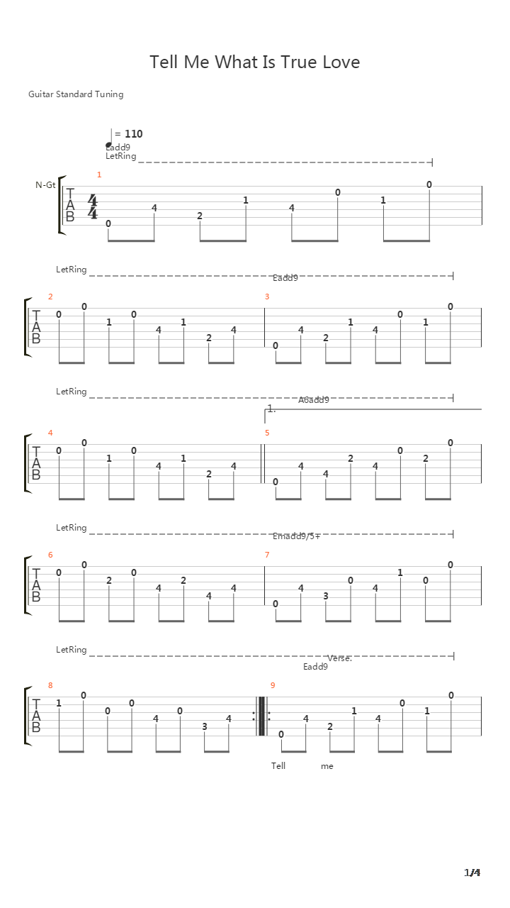 Tell Me What Is True Love吉他谱