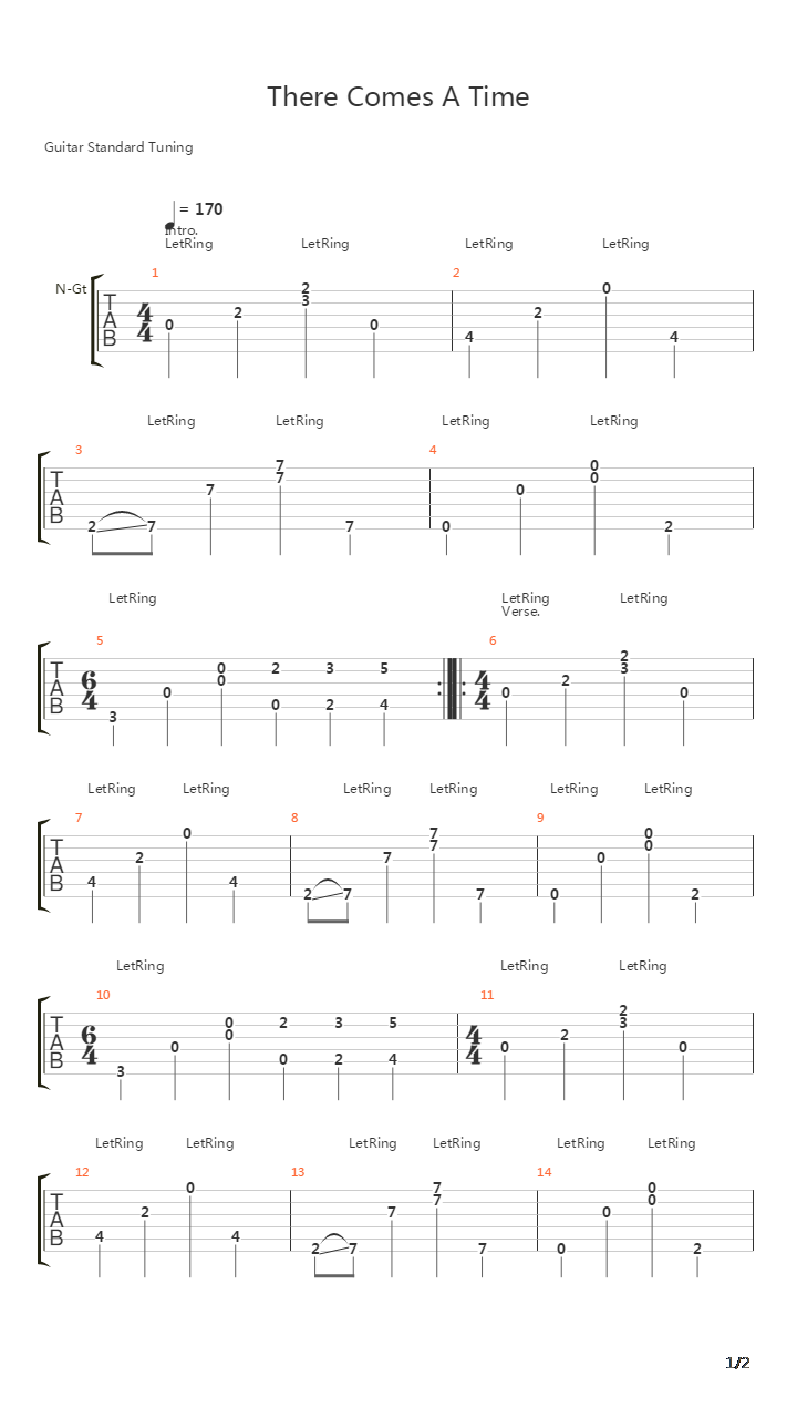 There Comes A Time吉他谱
