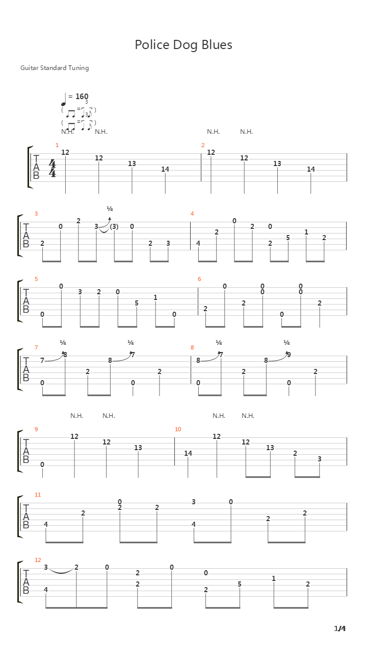 Police Dog Blues吉他谱