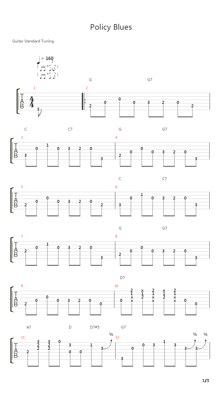 Policy Blues吉他谱