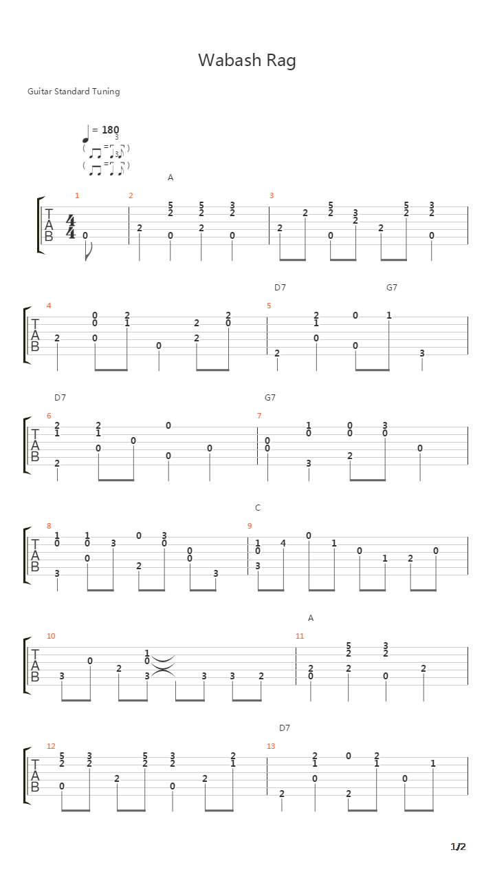 Wabash Rag吉他谱