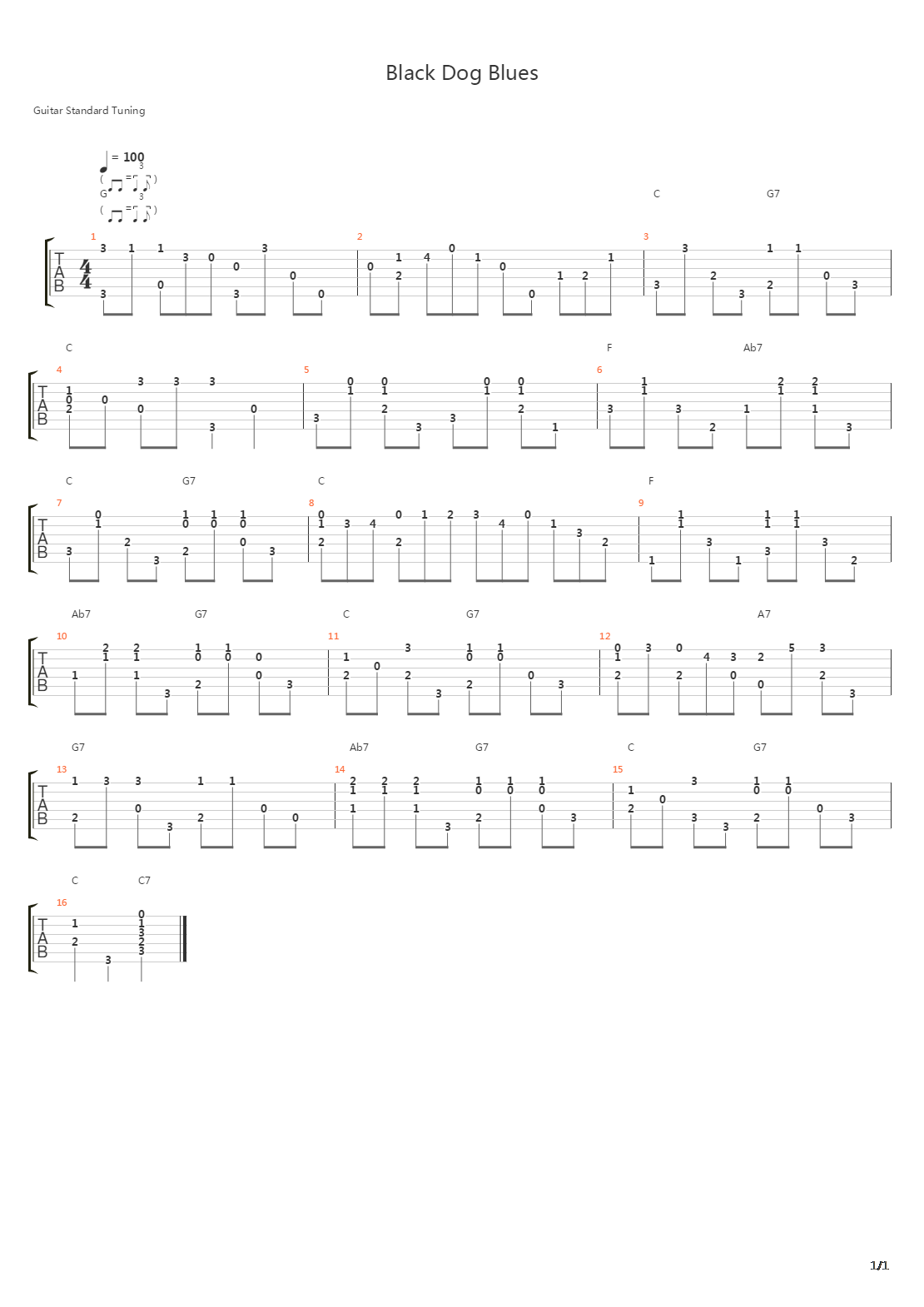 Black Dog Blues吉他谱