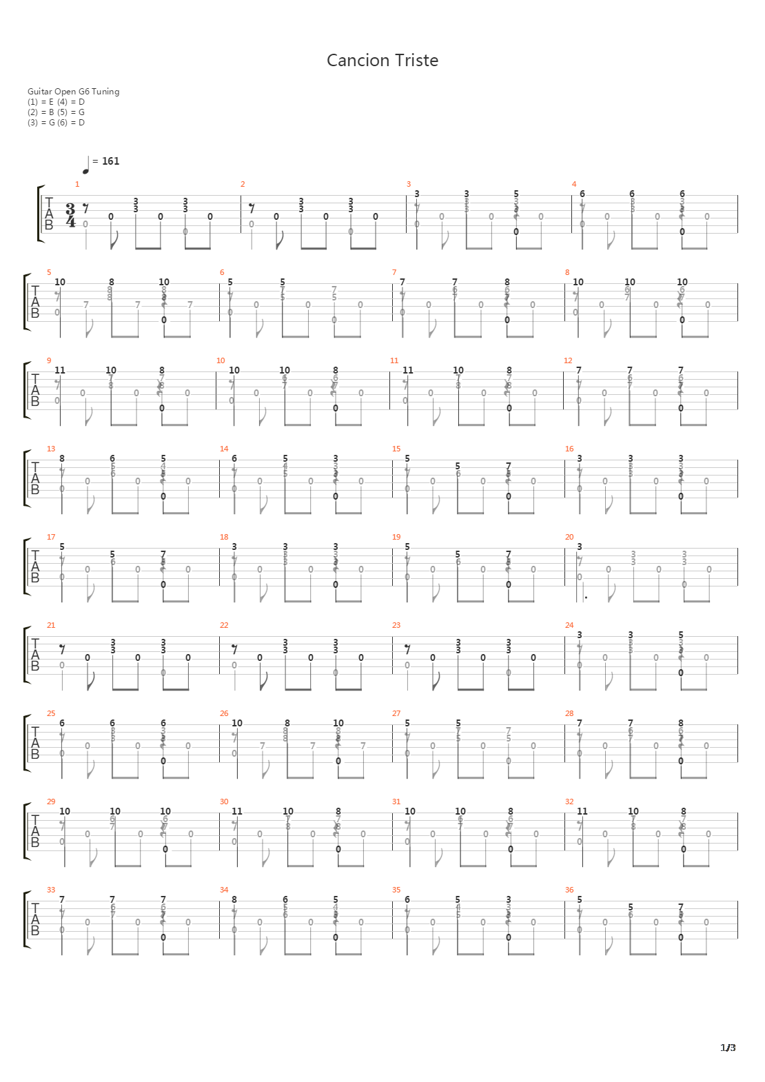 Cancion Triste吉他谱