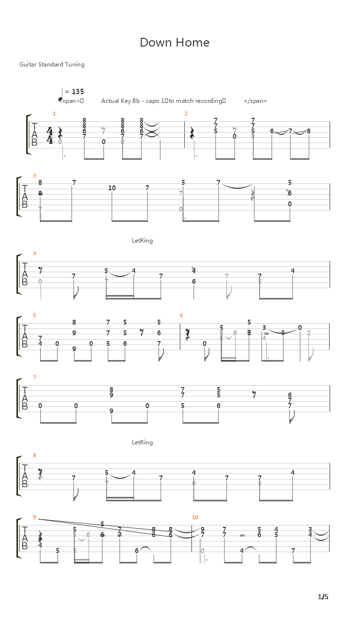 Down Home吉他谱