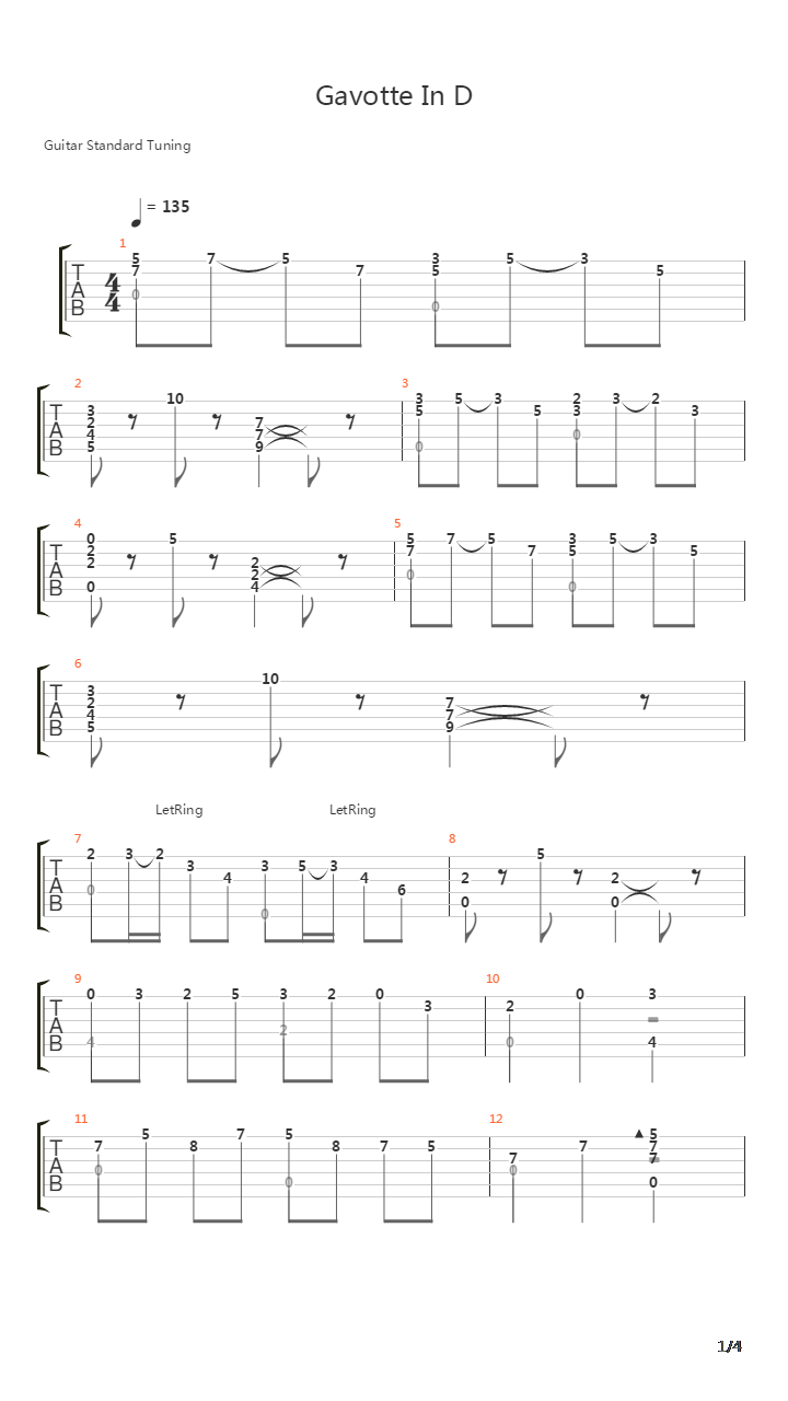 Gavotte In D吉他谱