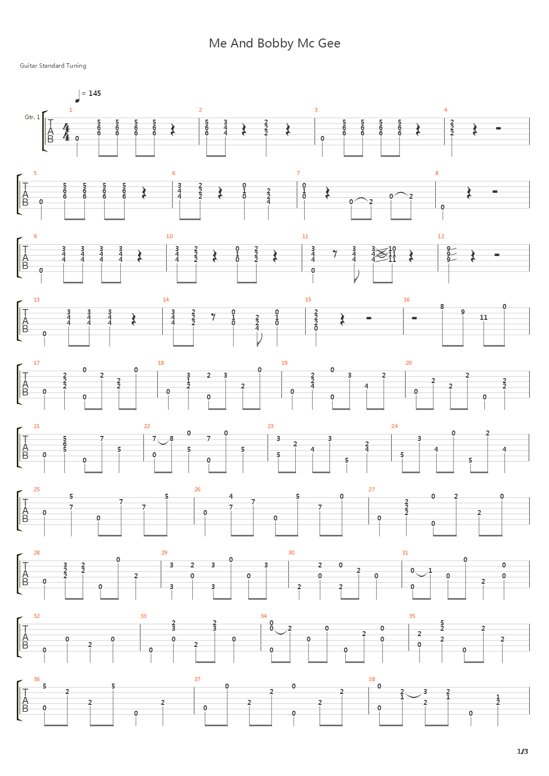 Me And Bobby Mcgee吉他谱