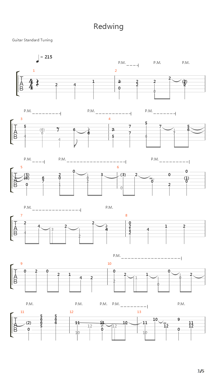 Redwing吉他谱